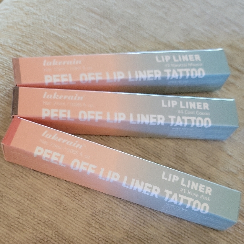 Peel Off Lip Liner Tattoo Set - Neutral Mauve, Cool Cocoa, Rose Pink